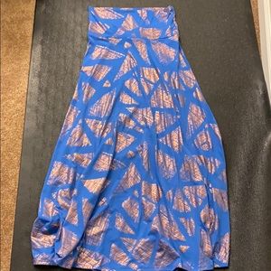Lularoe maxi skirt, blue and rose gold